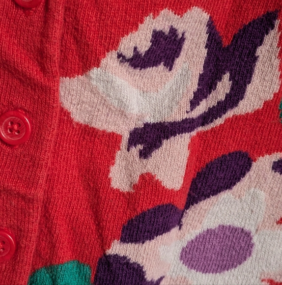 Mini Boden Floral Red Sweater Cardigan Flowers 9-10Y - Picture 6 of 12
